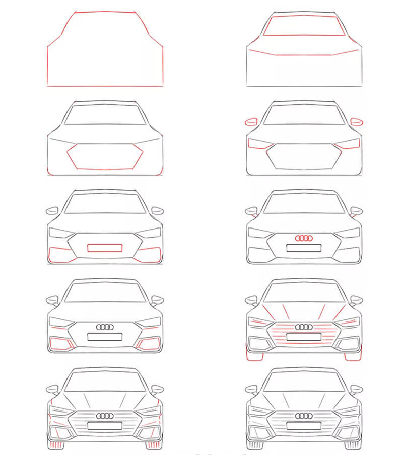 Audi merkkinen auto piirustus
