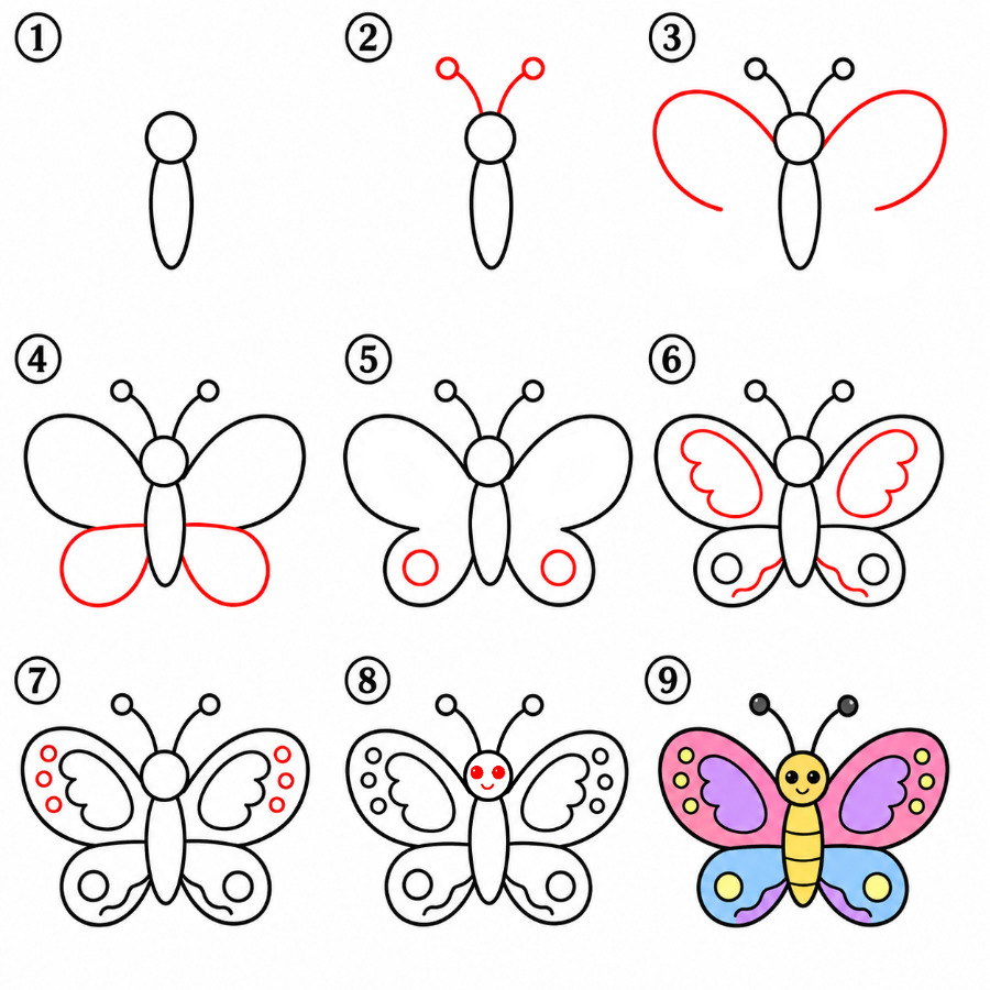 Elegantti perhonen piirustus