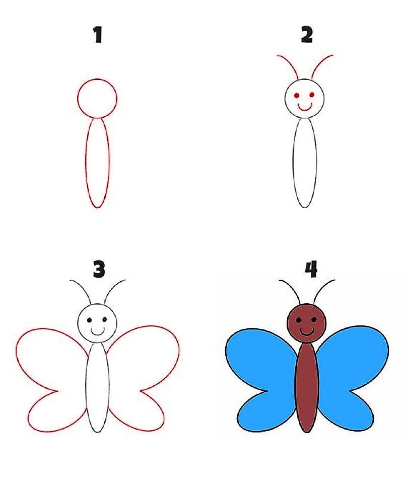 Erittäin yksinkertainen perhonen piirustus