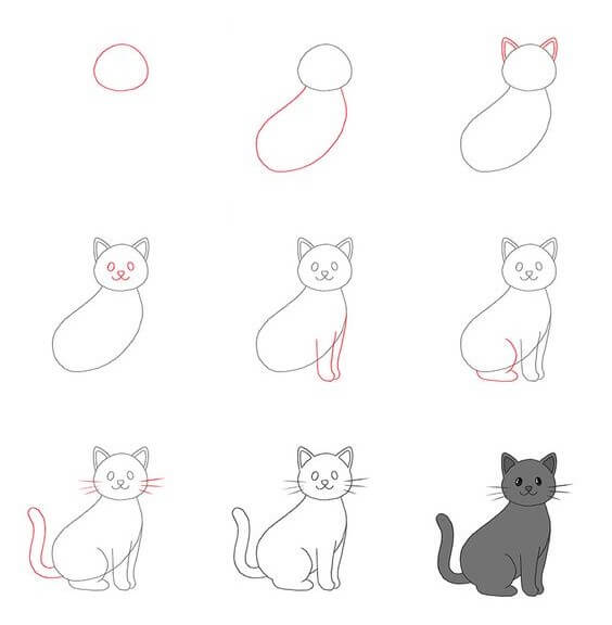 Kissa ideoita (23) piirustus