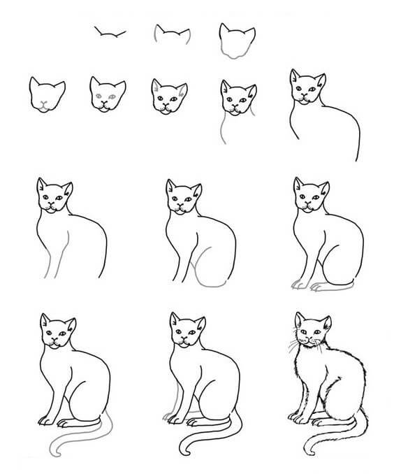 Kissa ideoita (25) piirustus