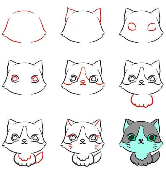 Kissa ideoita (28) piirustus