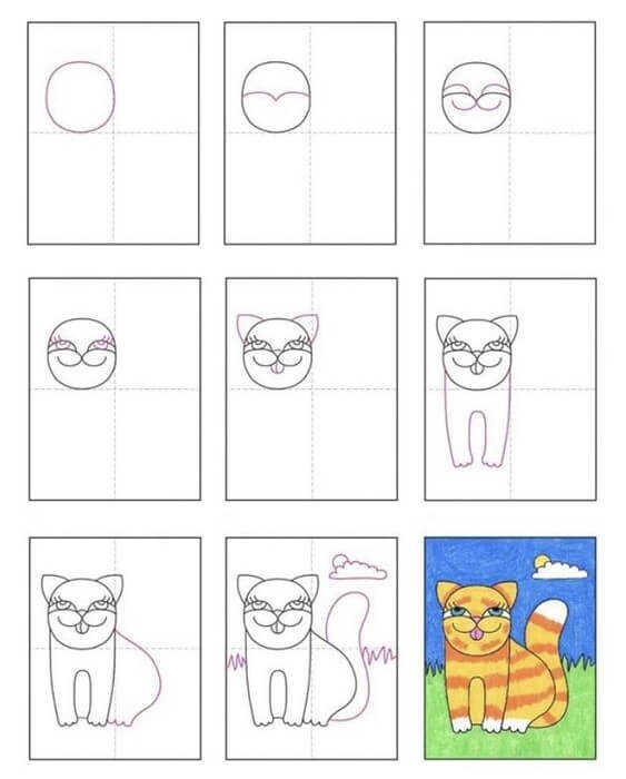 Kissa ideoita (40) piirustus