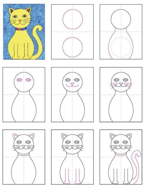 Kissa ideoita (41) piirustus