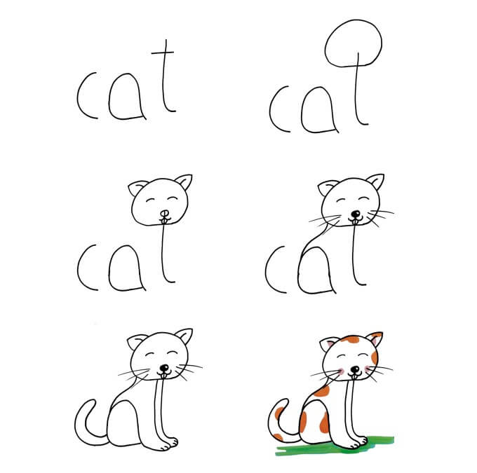 Kissa ideoita (45) piirustus