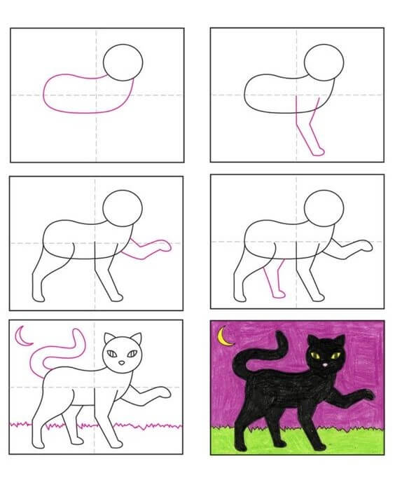 Kissa ideoita (61) piirustus
