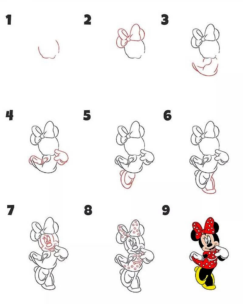 Söpö Minnie-hiiri piirustus