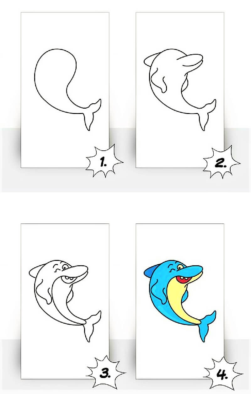Helppo delfiini piirustus