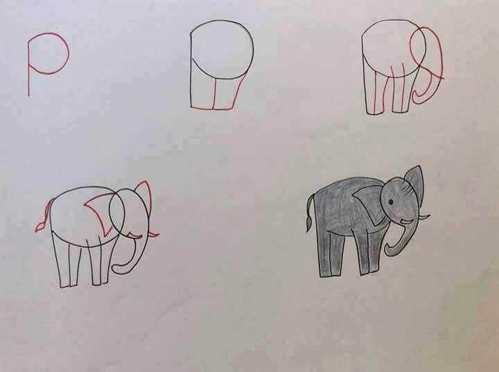 Helppo elefantti piirustus