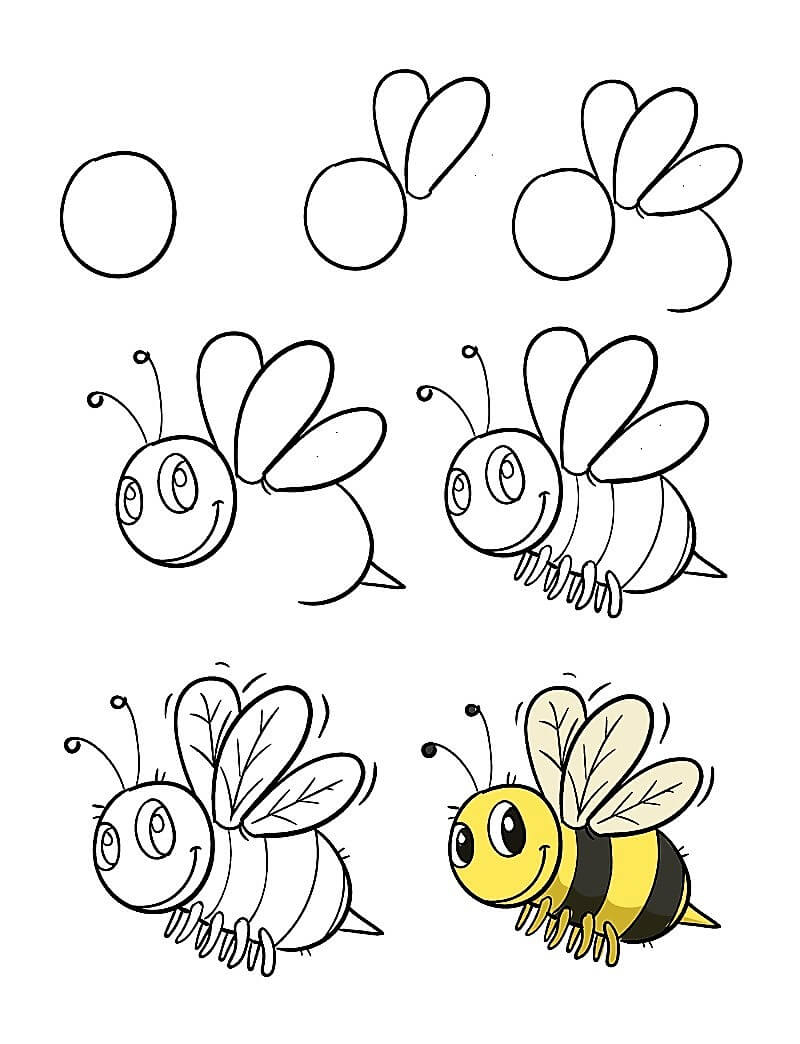 Helppo mehiläinen piirustus
