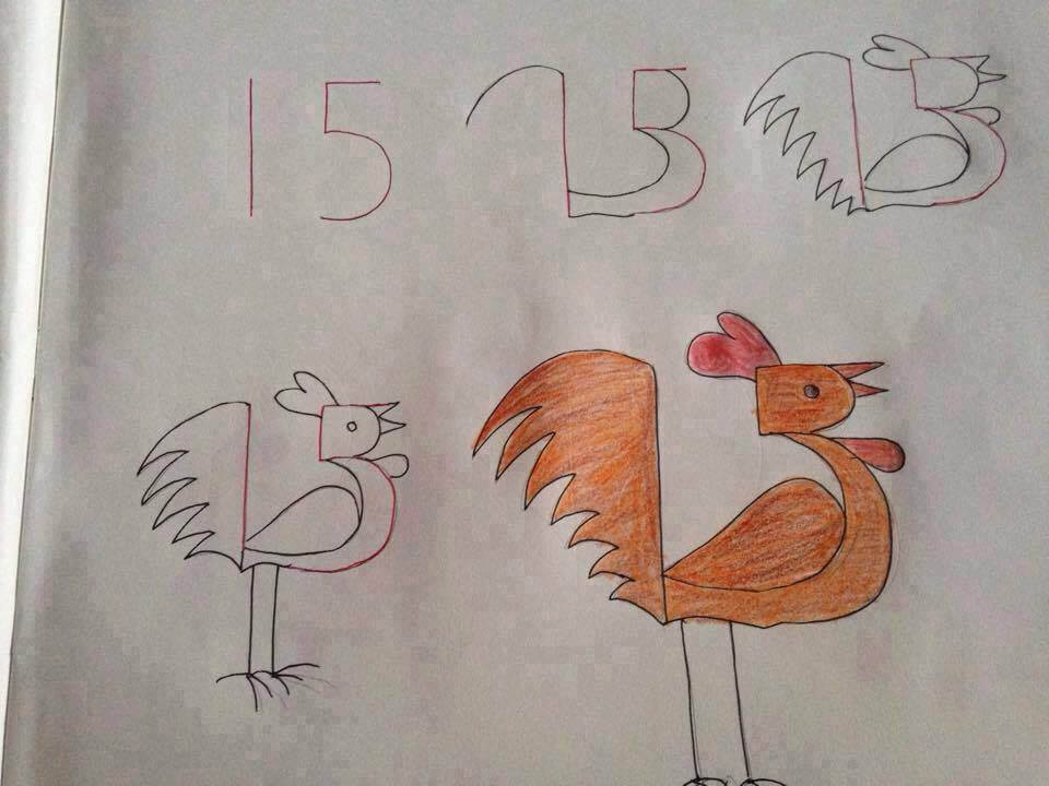 Kana numerosta 15 piirustus