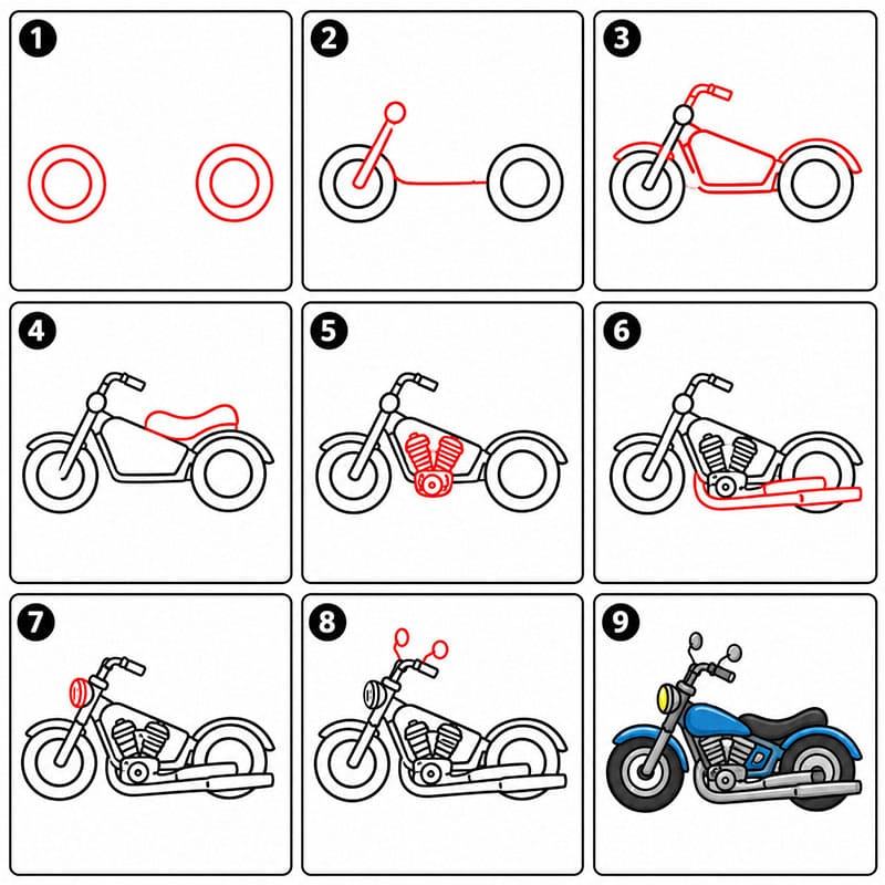 Moottoripyörän Chopper piirustus