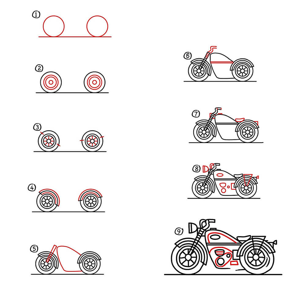 Moottoripyörä-idea 16 piirustus