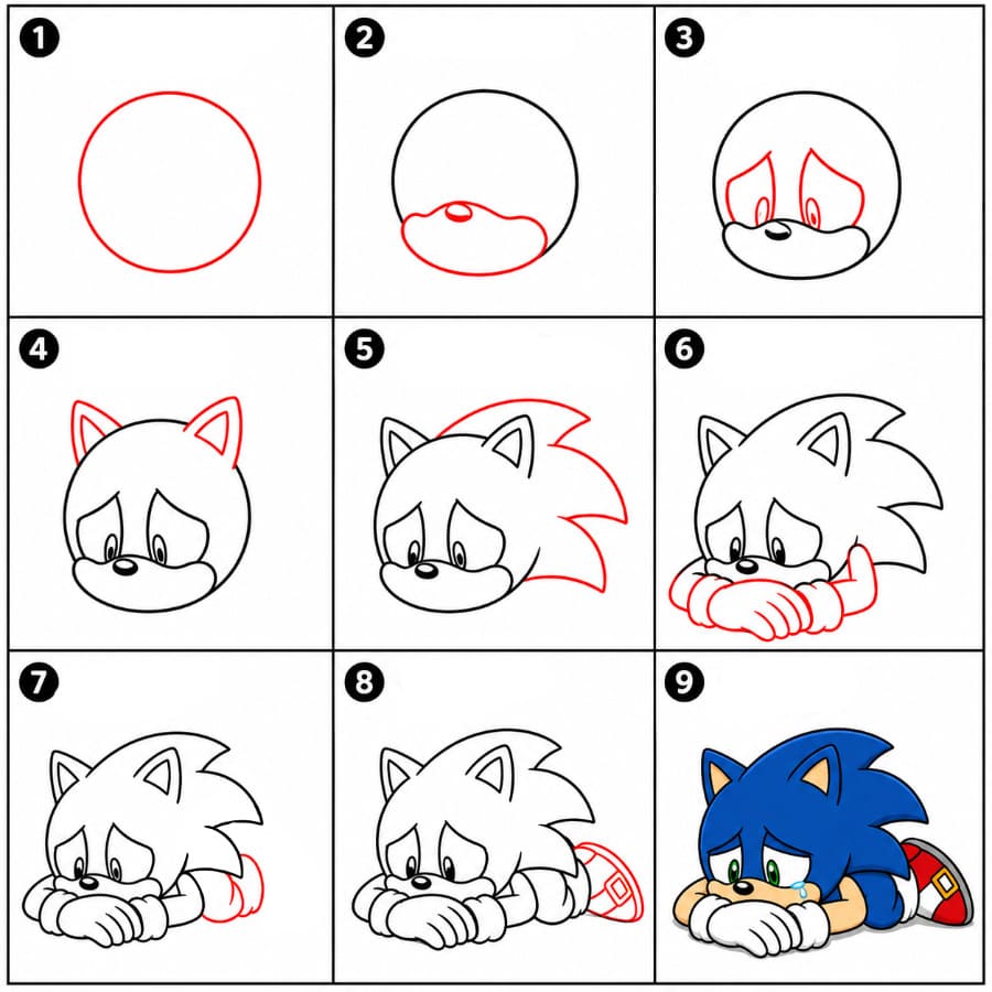 Sonic surullinen piirustus