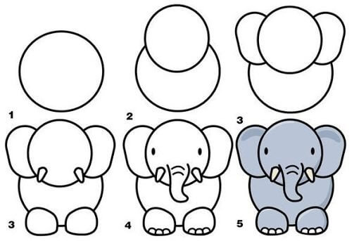 Söpö elefantti piirustus