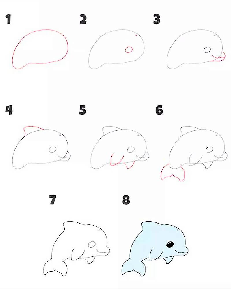Yksinkertainen delfiini piirustus