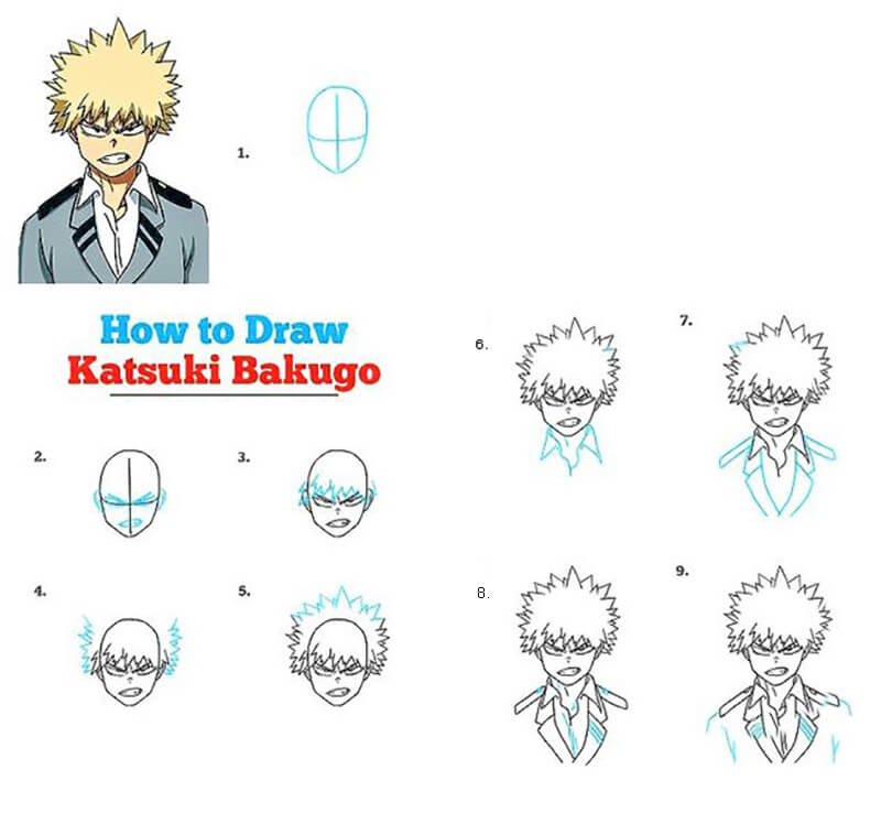 Yksinkertainen Katsuki Bakugo piirustus