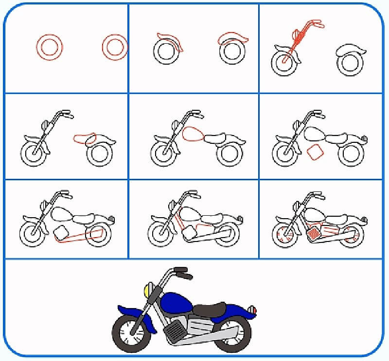 Yksinkertainen moottoripyörä piirustus