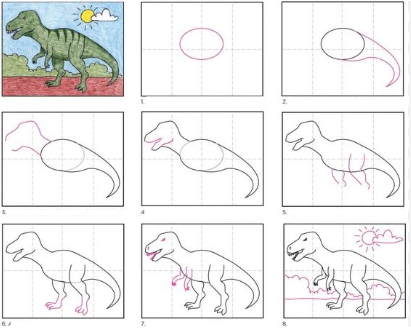 Dinosauruksen idea 4 piirustus