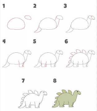 Dinosauruksen idea 5 piirustus