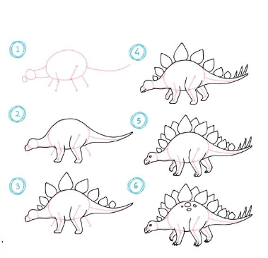 Dinosauruksen idea 7 piirustus