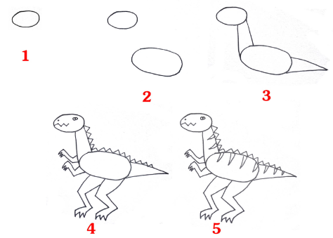 Dinosauruksen idea 8 piirustus