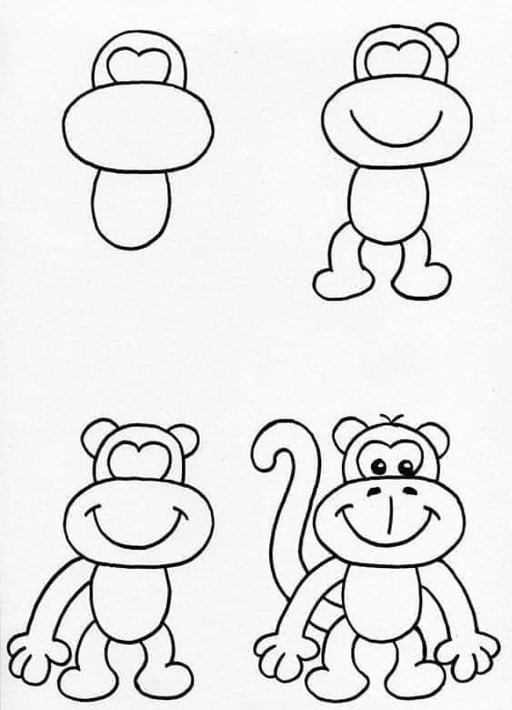 Helppo apina piirustus