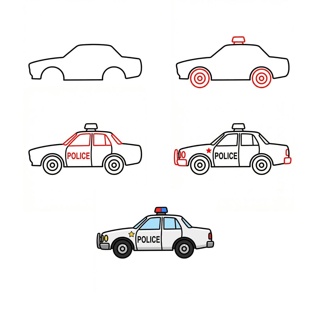 Helppo poliisiauto piirustus