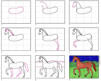 Hevonen idea 10 piirustus
