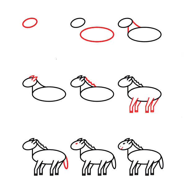 Hevonen lapsille piirustus