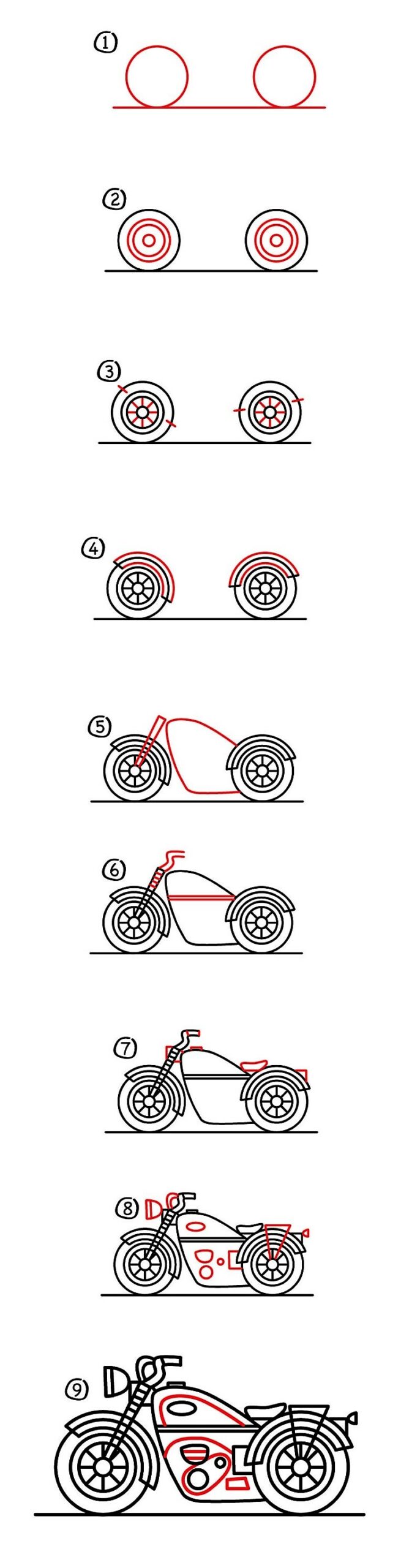 Moottoripyörä idea 15 piirustus