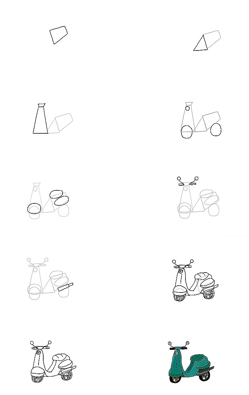Moottoripyörä idea 16 piirustus