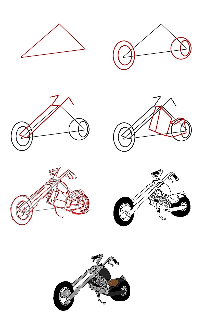 Moottoripyörä idea 18 piirustus