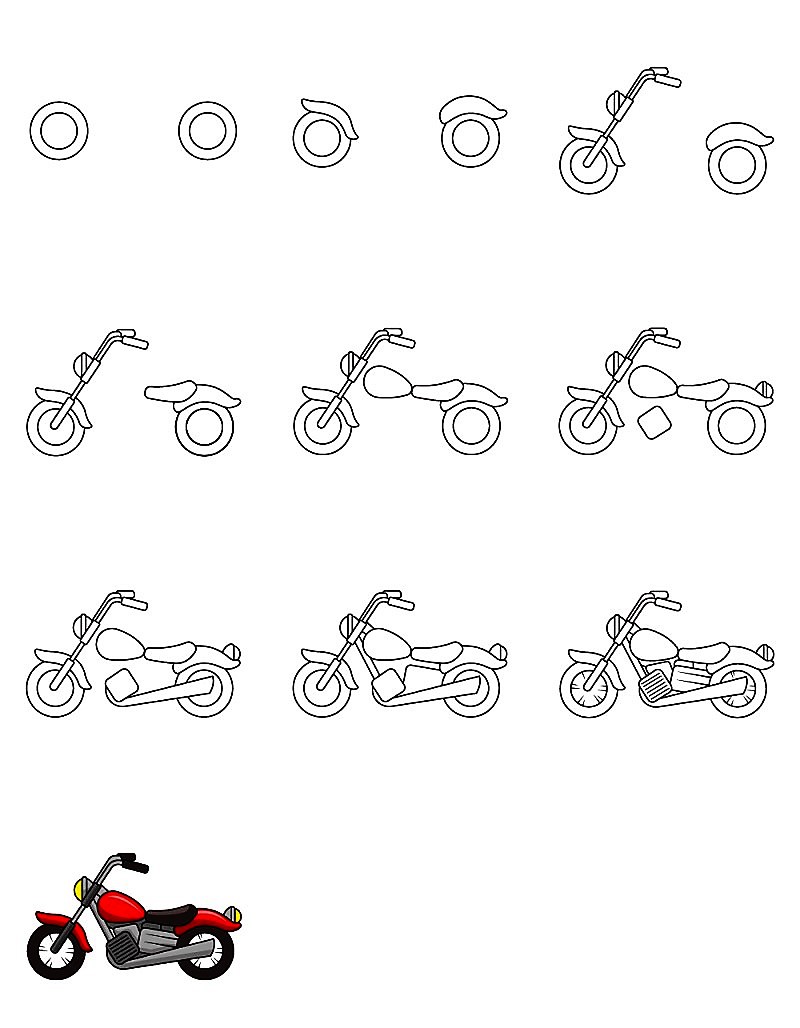 Moottoripyörä idea 8 piirustus