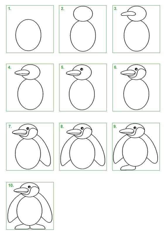 Pingviini - Idea 9 piirustus