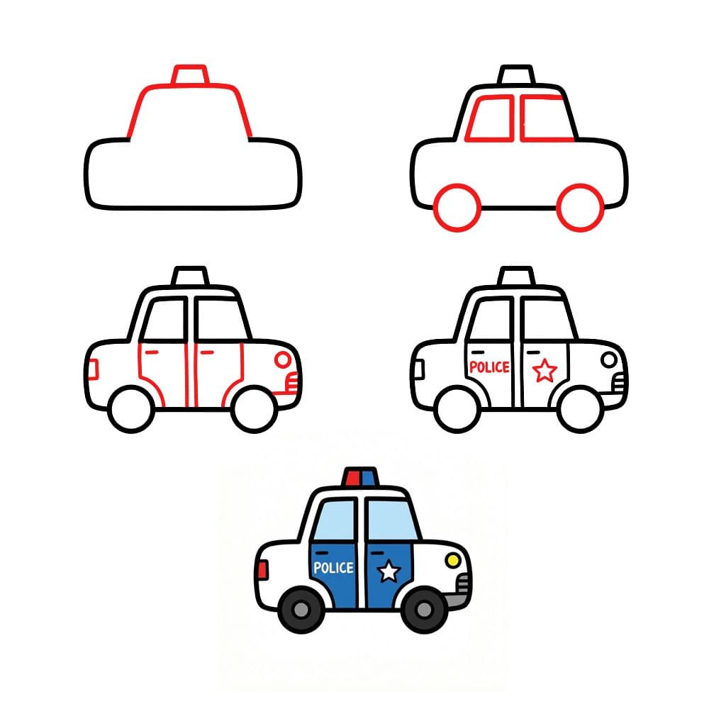 Sarjakuvapoliisiauto piirustus