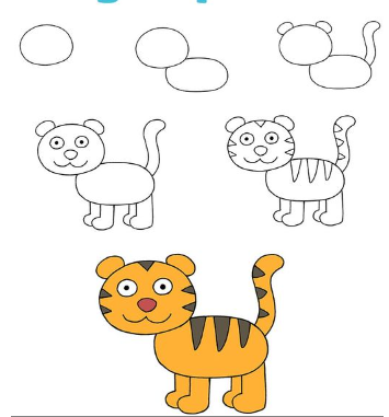 Tiikeri lapsille piirustus