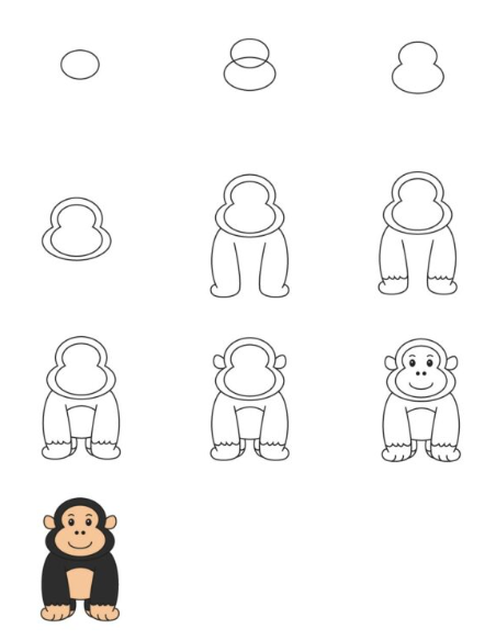 Yksinkertainen apina piirustus