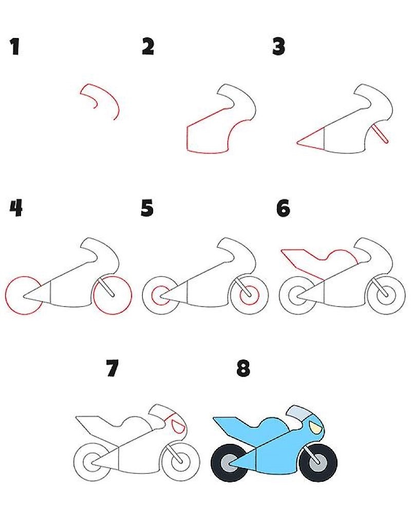 Yksinkertainen moottoripyöräidea piirustus
