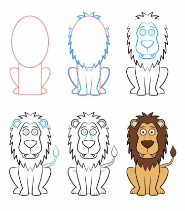 Yksityiskohtainen leijona piirustus