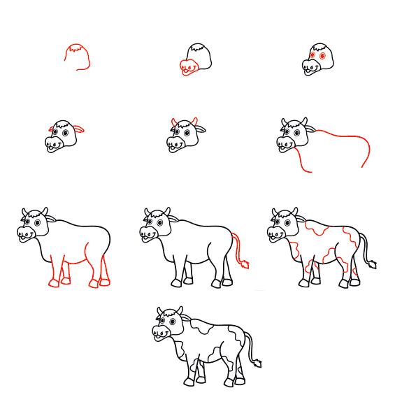 Sarjakuva lehmä piirustus