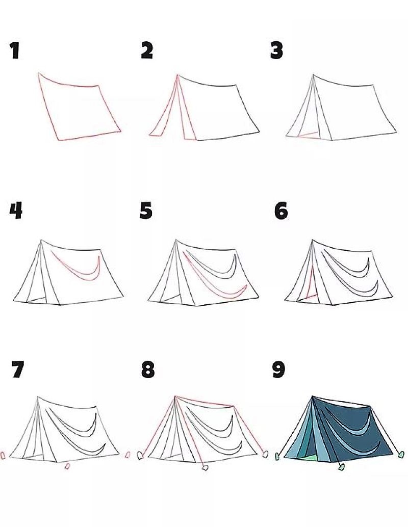 Yksinkertainen kolmion muotoinen teltta piirustus
