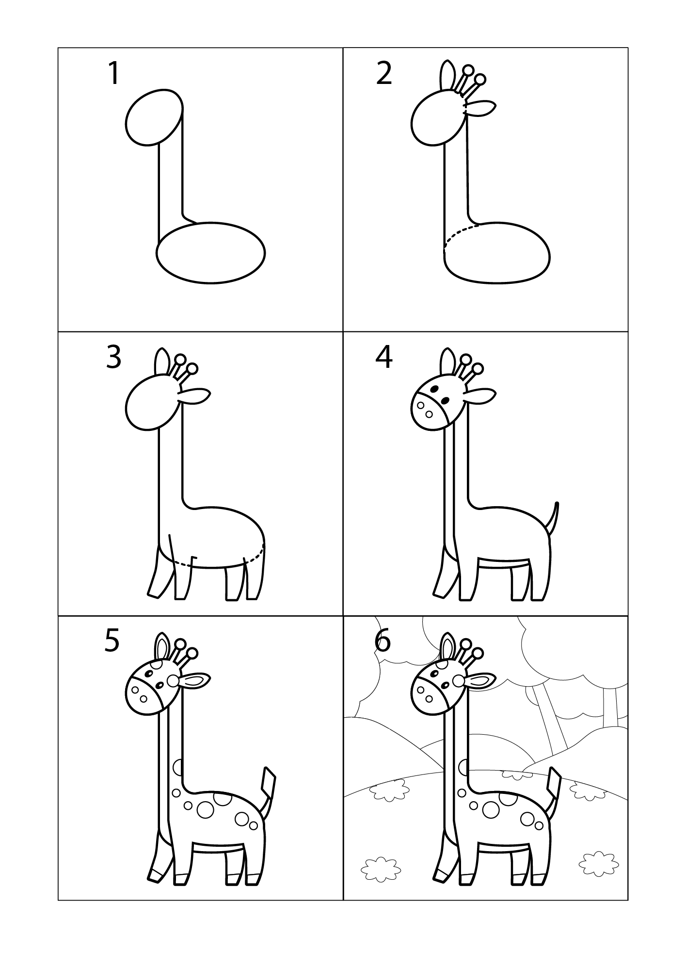 Drawing a simple giraffe piirustus