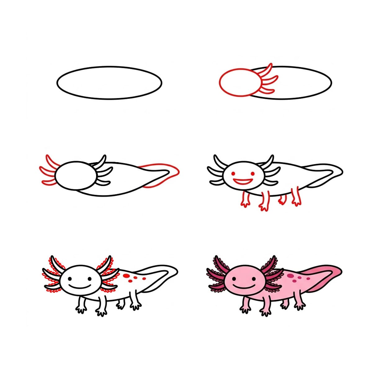 Kävelevä Axolotl piirustus