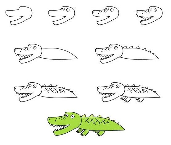 Krokotiili idea 5 piirustus