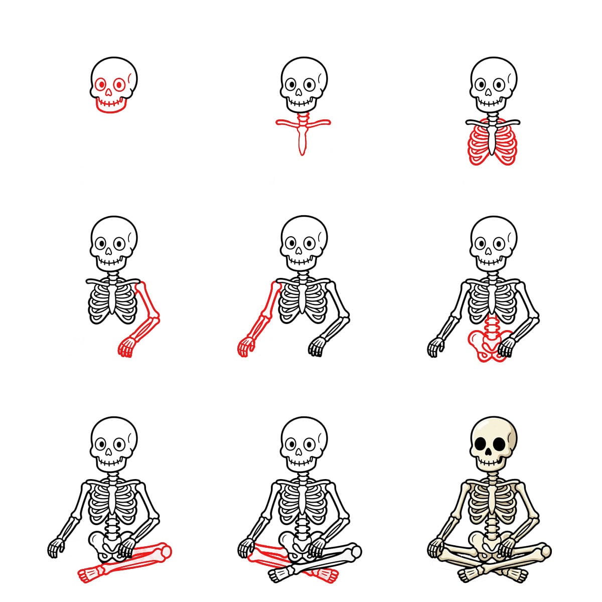 Meditoiva luuranko piirustus