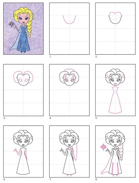 Prinsessa Elsa idea 7 piirustus
