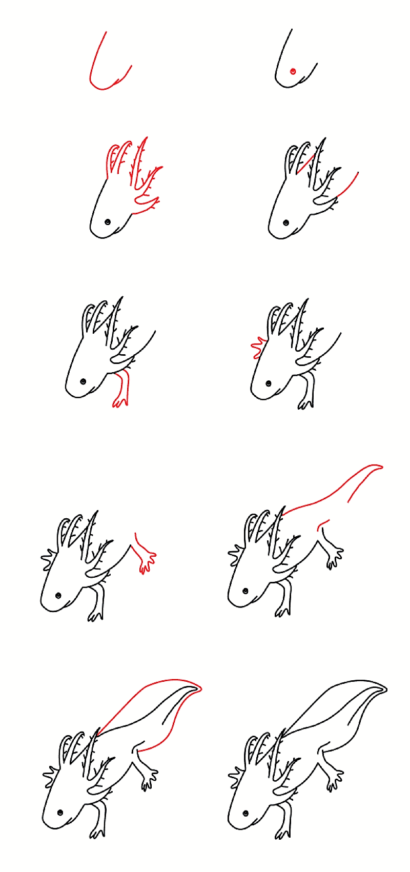 Yksinkertainen Axolotl piirustus