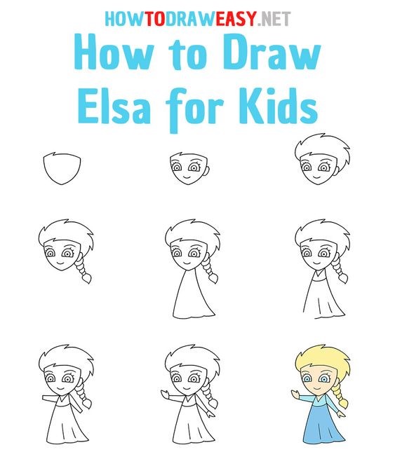 Yksinkertainen prinsessa Elsa piirustus