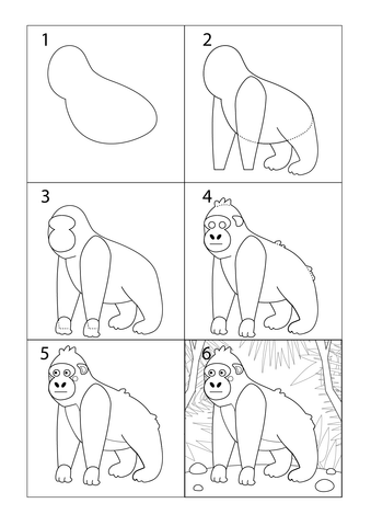 Yksinkertaisen gorillan piirtäminen (2) piirustus